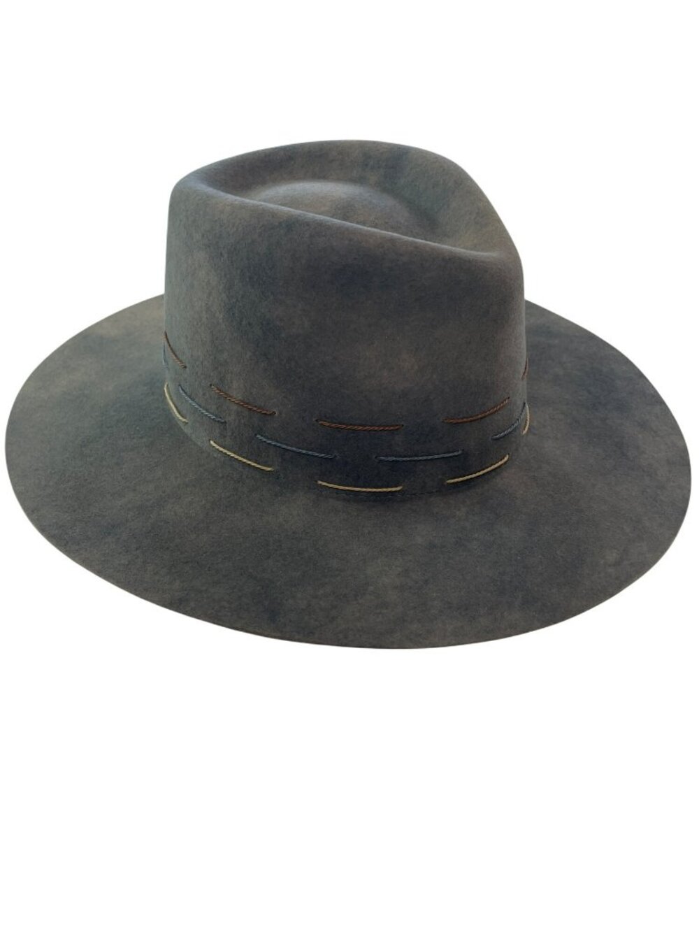 Eric Javits Wool Hat Pike Smoke Felt Fedora Stitch Detail Size Medium WNT - Picture 2 of 9